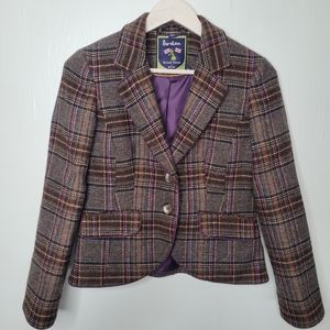 Boden British Tweed By Moon Brown Plaid Blazer